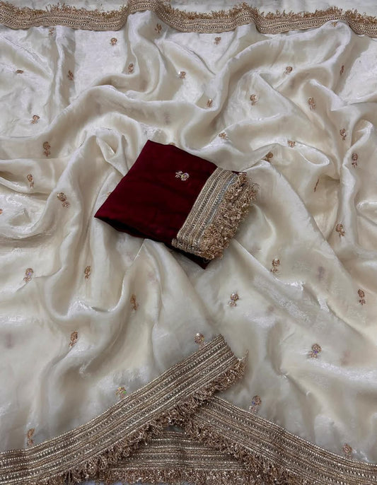 Rajrani Shwetambara Space Silk Saree