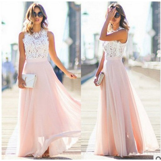 Lace patchwork sleeveless dress