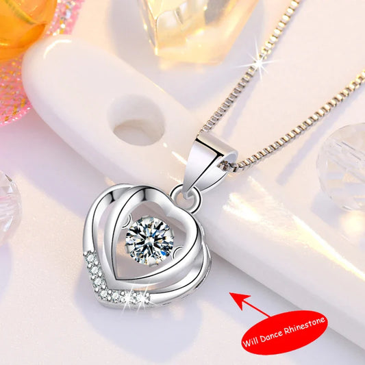 925 Sterling Silver Heart Pendant Necklace for Women