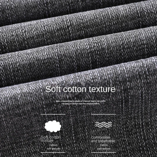 2024 Cotton Stretch Jeans Business Casual Men's Thin Denim Jeans Grey Spring Summer Brand New Fit Straight Lightweight