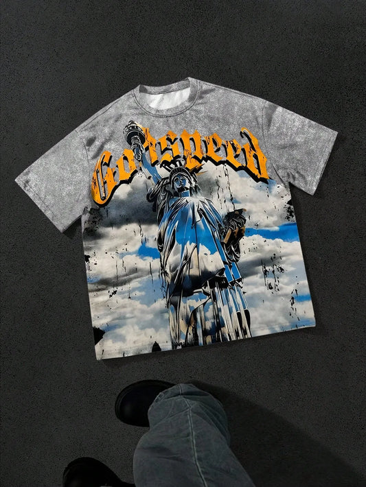 The new men's T-shirt for the summer of 2025 features a casual fashionable soft and breathable 3D angel pattern print