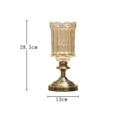 NNEAGS 28.5cm Transparent Glass Flower Vase with Metal Base Filler Vase