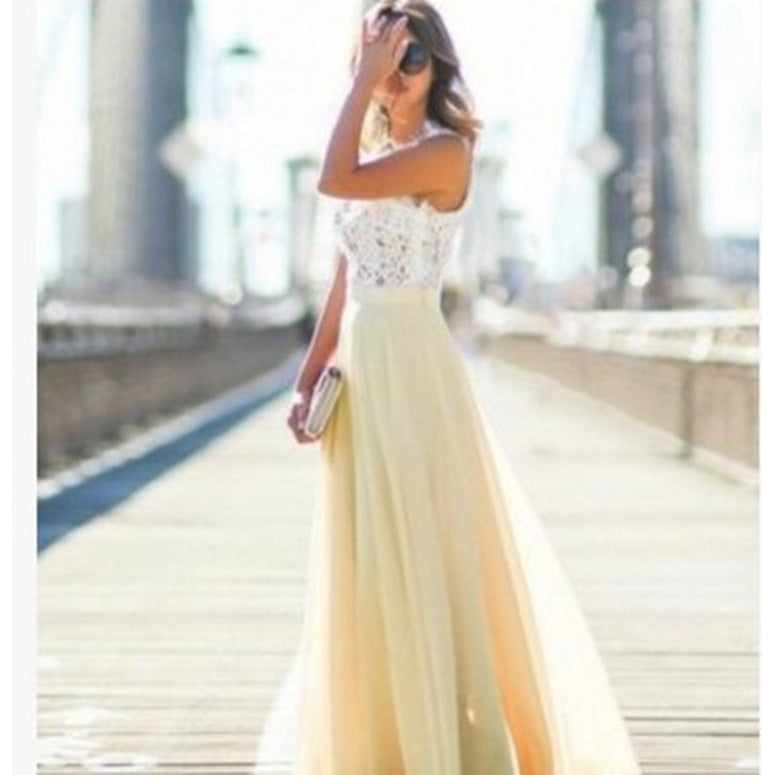 Lace patchwork sleeveless dress