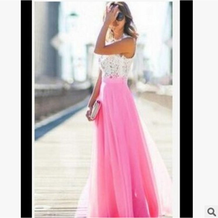 Lace patchwork sleeveless dress