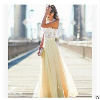 Lace patchwork sleeveless dress