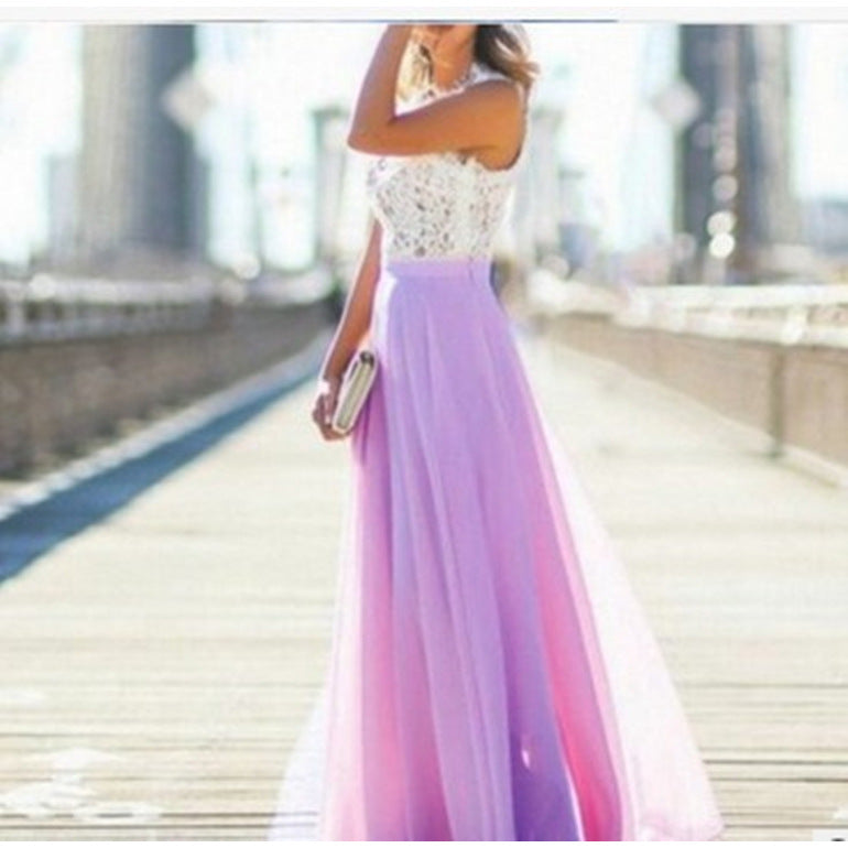 Lace patchwork sleeveless dress