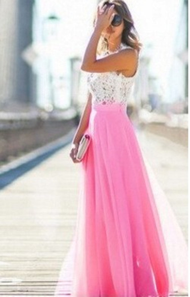 Lace patchwork sleeveless dress
