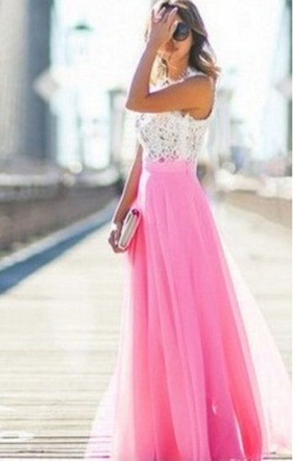 Lace patchwork sleeveless dress