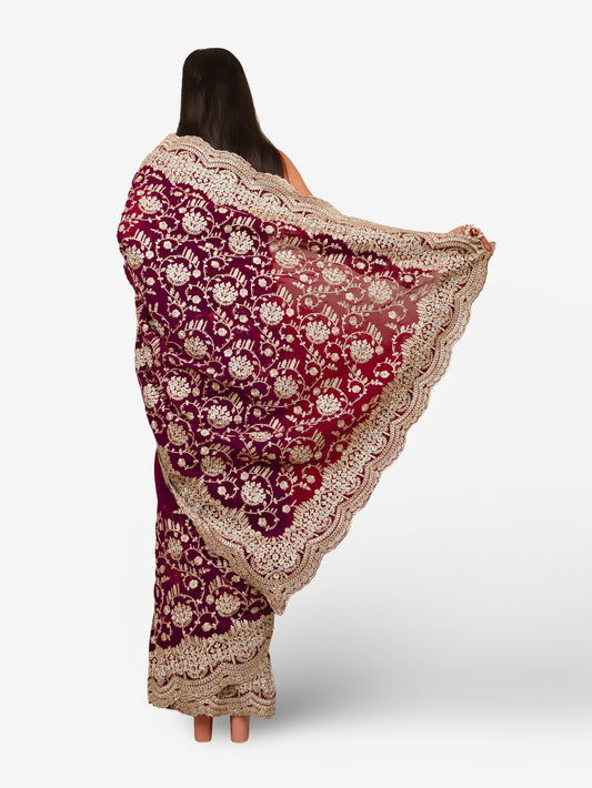 Designer Saree with Embroidery & Heavy Zari Thread Work by Shreekama