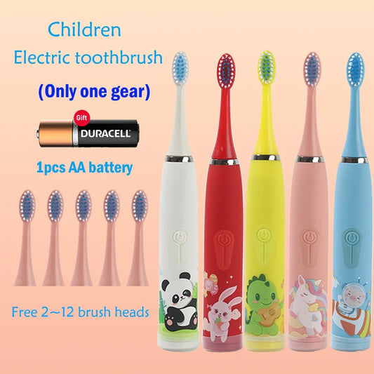 Children's Electric Toothbrush Cartoon Kids With Replacement Head Ultrasonic  IPX7 Waterproof Rechargeable Sonic Toothbrush