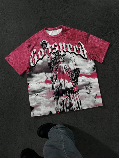 The new men's T-shirt for the summer of 2025 features a casual fashionable soft and breathable 3D angel pattern print
