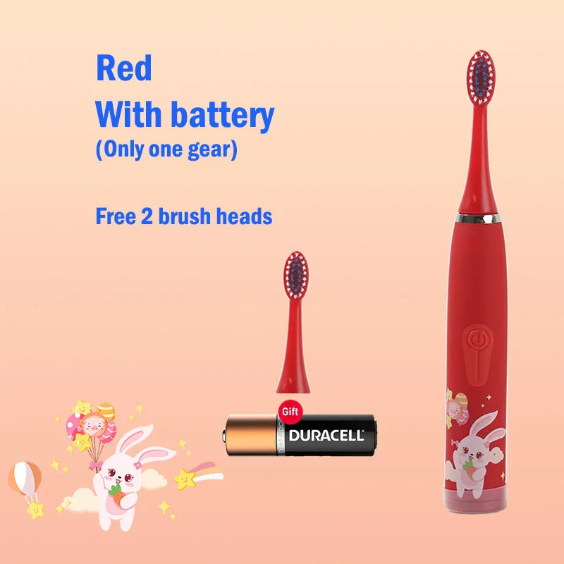 Children's Electric Toothbrush Cartoon Kids With Replacement Head Ultrasonic  IPX7 Waterproof Rechargeable Sonic Toothbrush