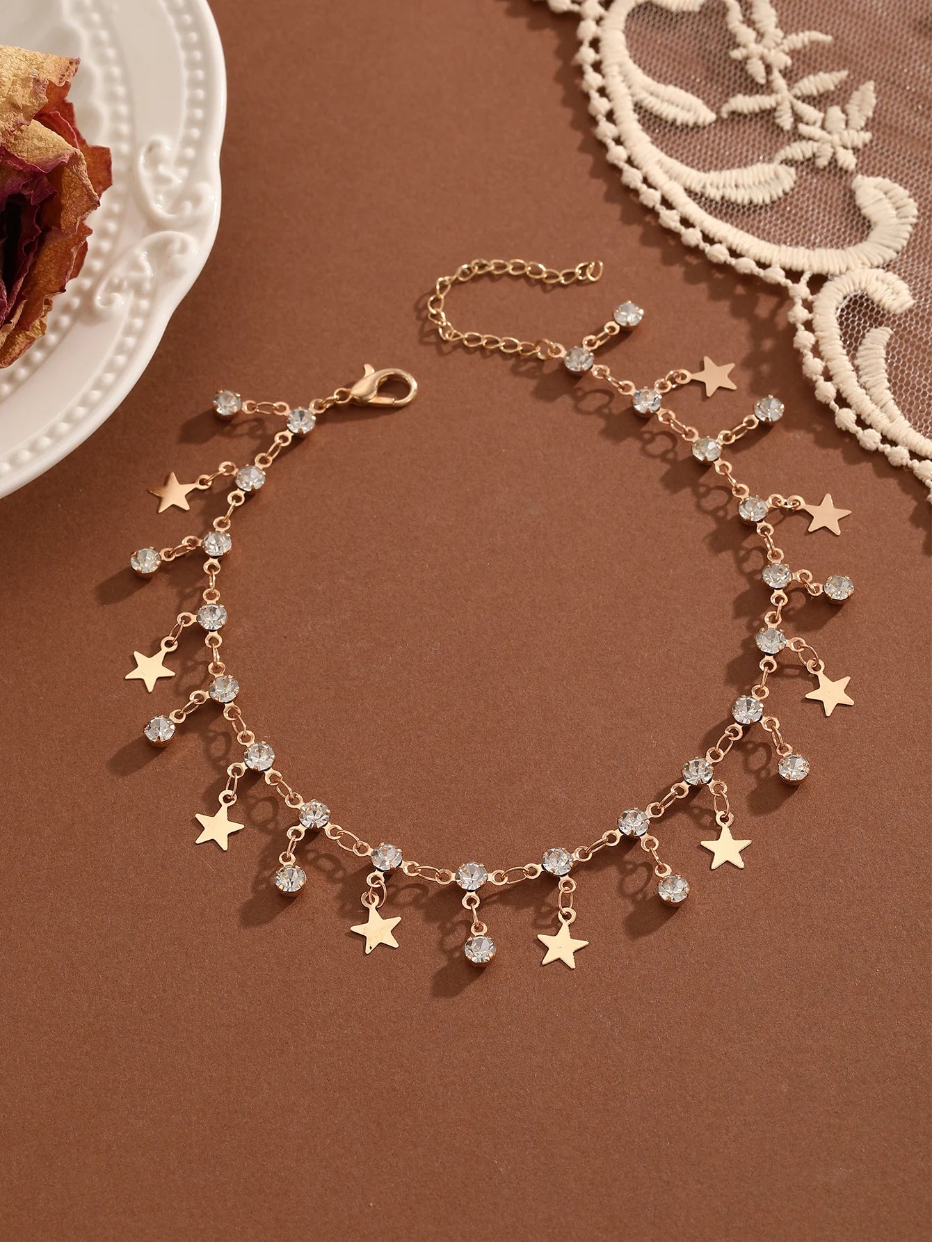 QIAMNI Summer Bohemia Crystal Cubic Zirconia Anklet For Women Girls Ankle Bracelet Leg Chain Beach Party Travel Foot Jewelry
