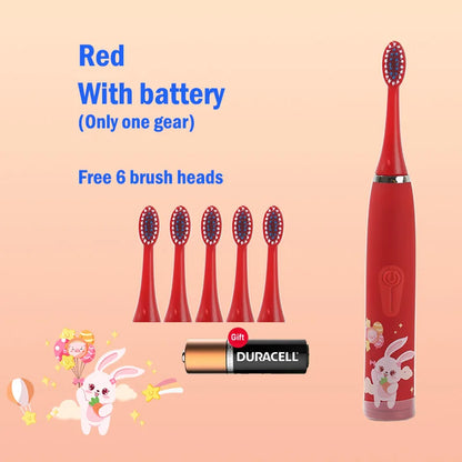 Children's Electric Toothbrush Cartoon Kids With Replacement Head Ultrasonic  IPX7 Waterproof Rechargeable Sonic Toothbrush