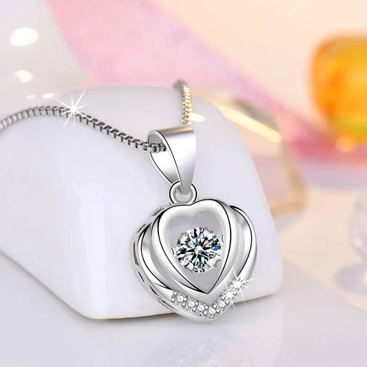 925 Sterling Silver Heart Pendant Necklace for Women