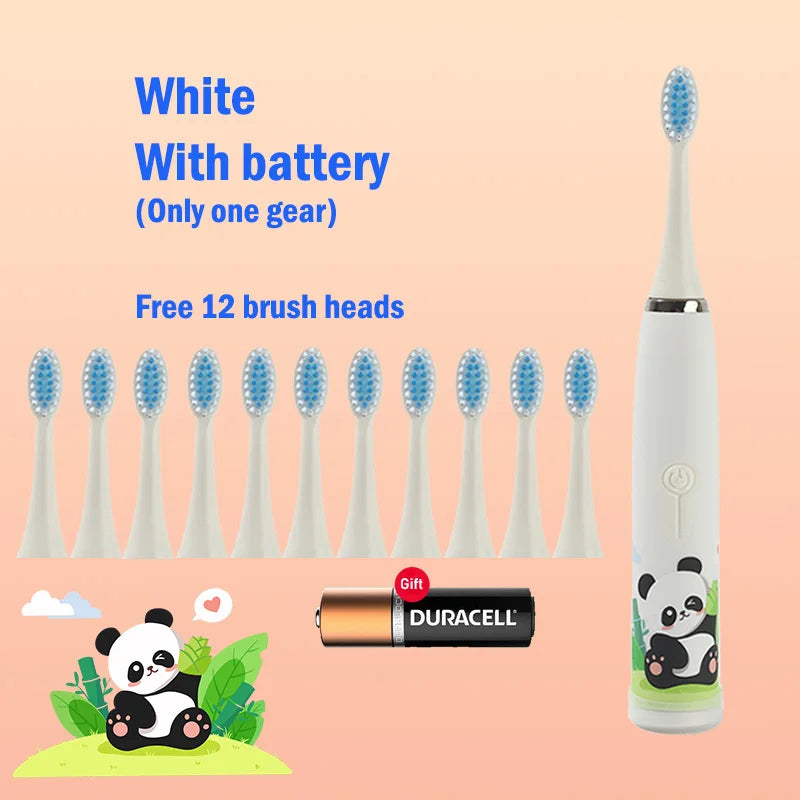 Children's Electric Toothbrush Cartoon Kids With Replacement Head Ultrasonic  IPX7 Waterproof Rechargeable Sonic Toothbrush