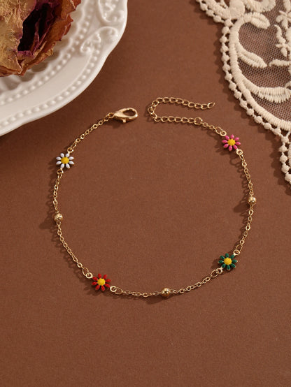 QIAMNI Summer Bohemia Crystal Cubic Zirconia Anklet For Women Girls Ankle Bracelet Leg Chain Beach Party Travel Foot Jewelry