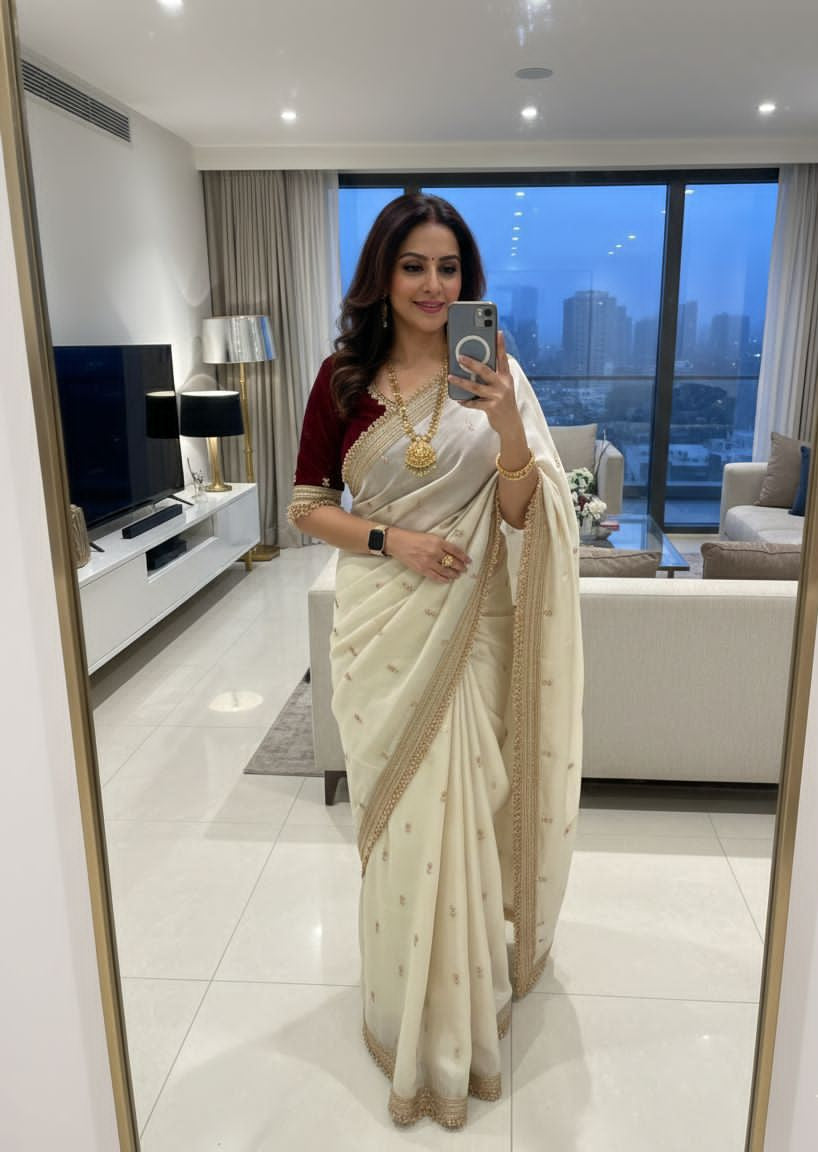Rajrani Shwetambara Space Silk Saree